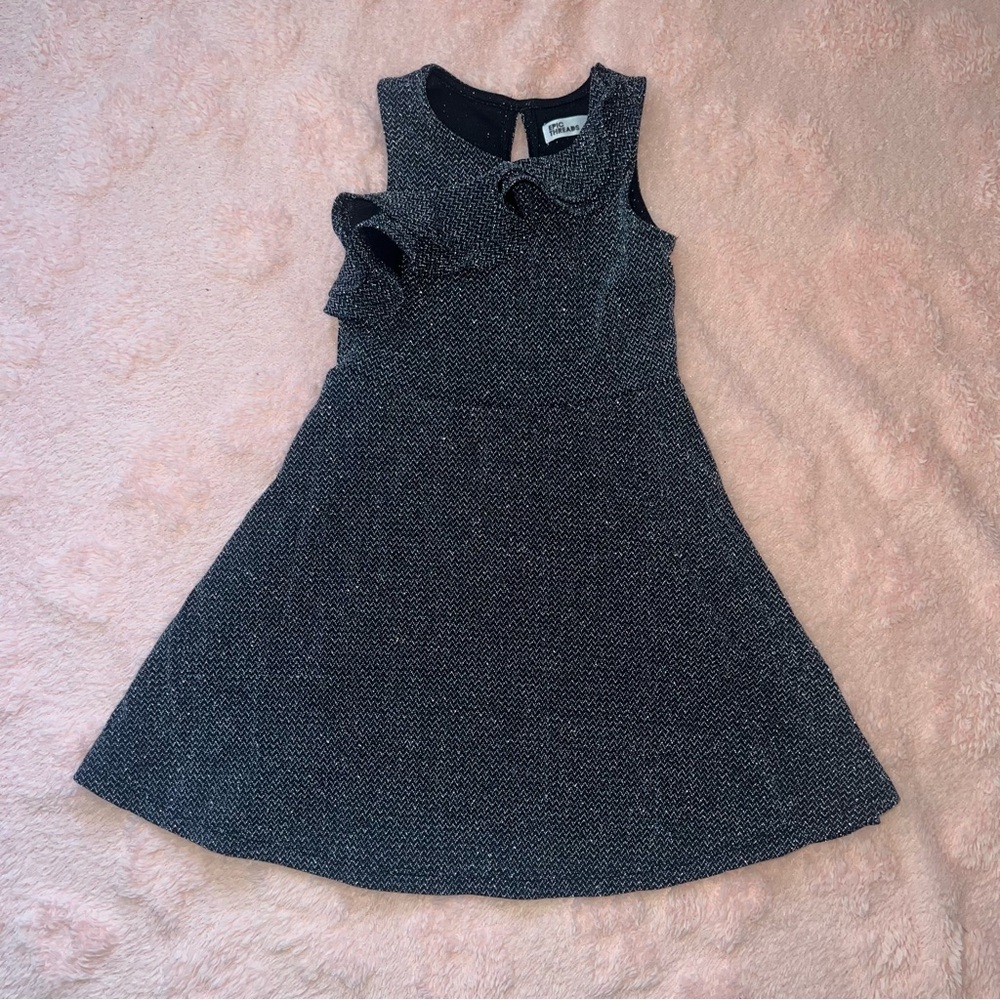 Girls Epic Threads Size 5 Black Silver Sparkle Ruffle Sleeveless Formal Dress